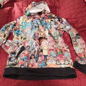 Rick & Morty All Over Print Hoodie | Kangaroo Pocket, Approx Size M